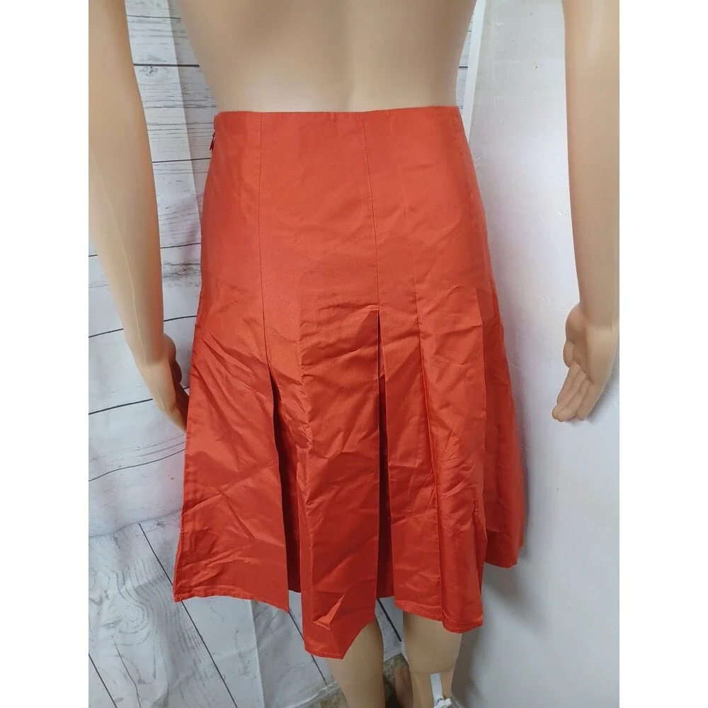 Michael Kors 100% Womens Skirt Pleated Orange Rust Sz 12